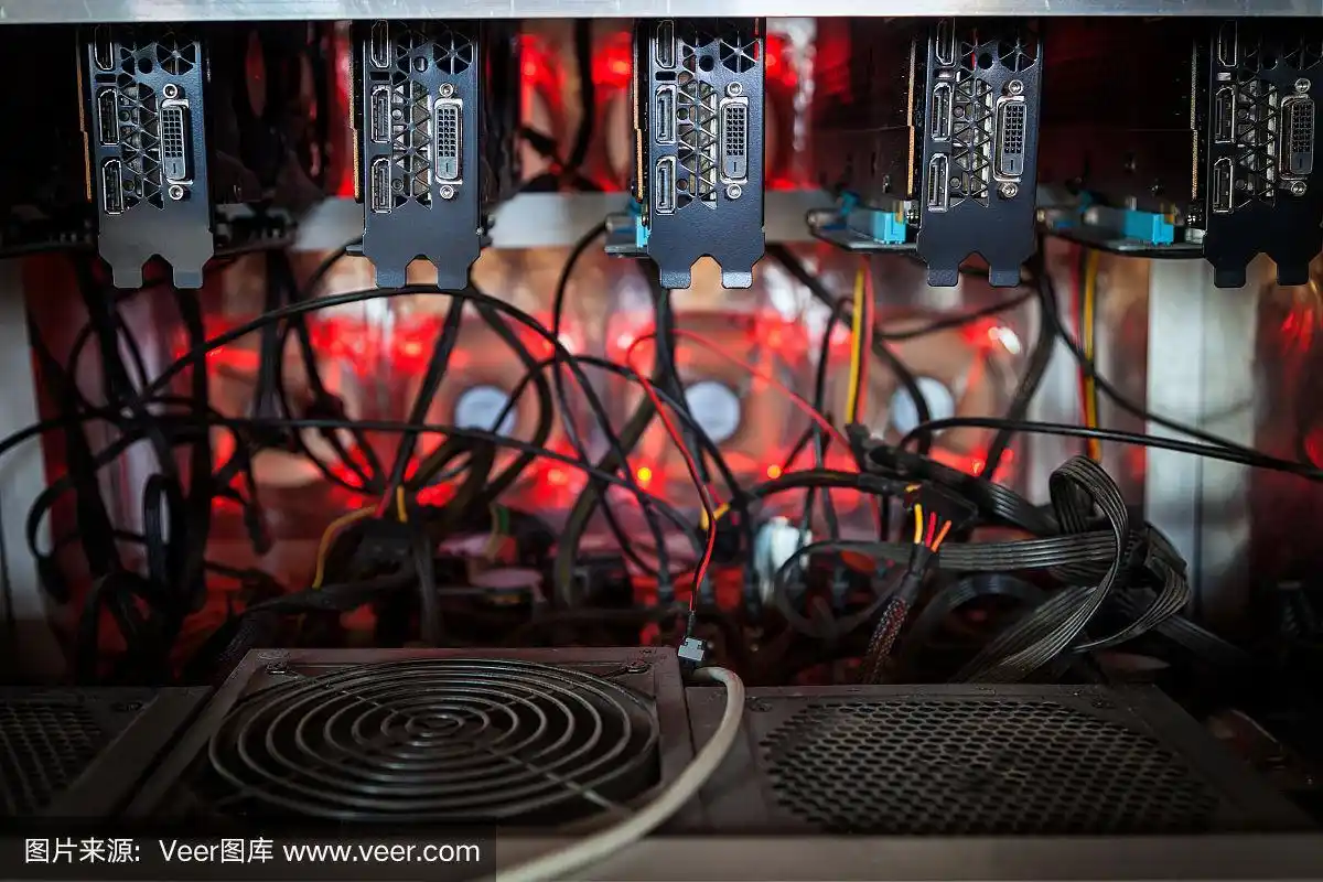 Mining farm with rows of powerful rigs operating efficiently